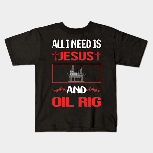 Funny Jesus Oil Rig Roughneck Offshore Kids T-Shirt by lainetexterbxe49